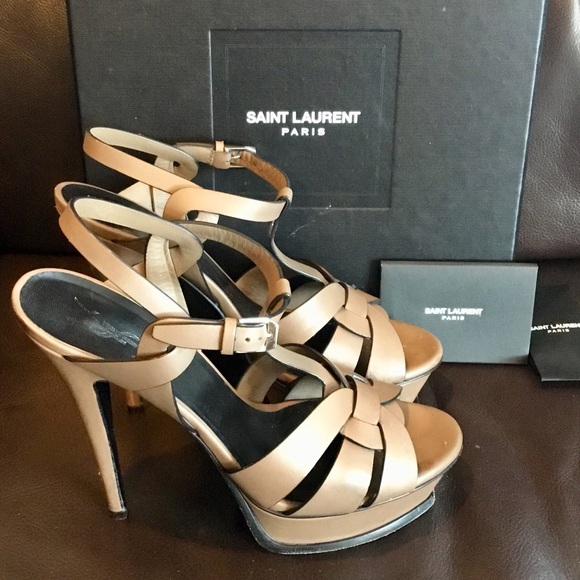 💯AUTHENTIC SAINT LAURENT Tribute Platform Sandals - Picture 1 of 7